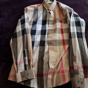 Burberry checkered button up "XL"